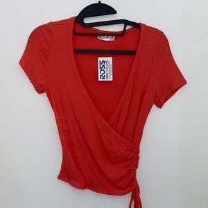 Women's Orange/Pink Wrap Top